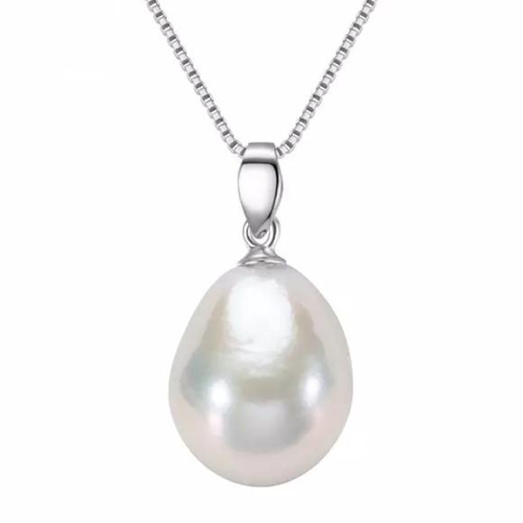 Cultured Pearl & Sterling Silver Baroque Pendant Necklace - Picture 1 of 1